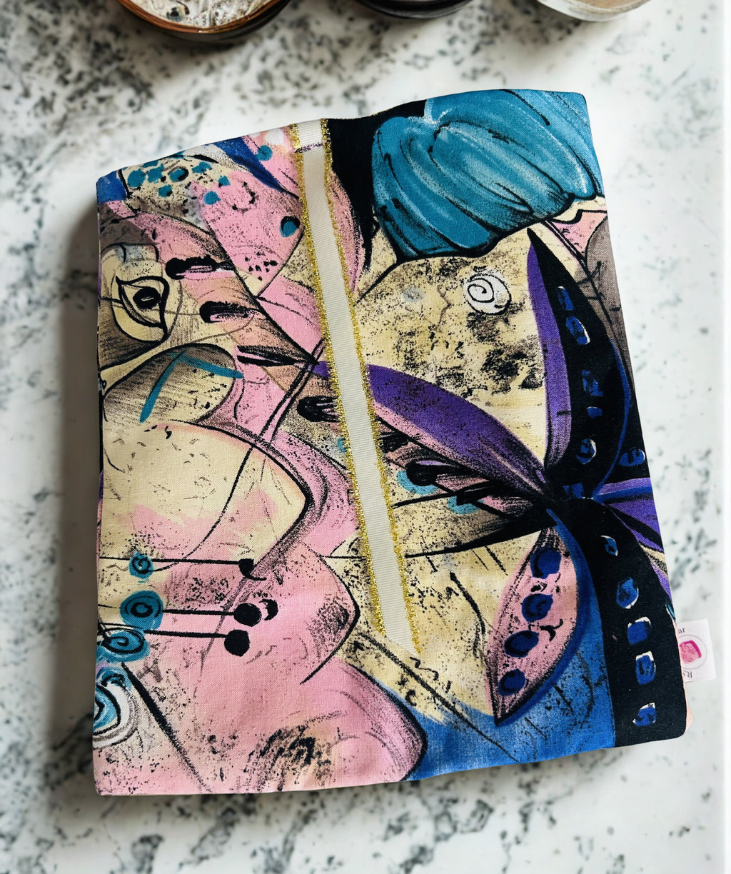 Handmade Luxe Fabric Sleeve for Tablet, eReader, Bible & Journal | Padded Kindle & Notebook Cover | Ribbon Closure