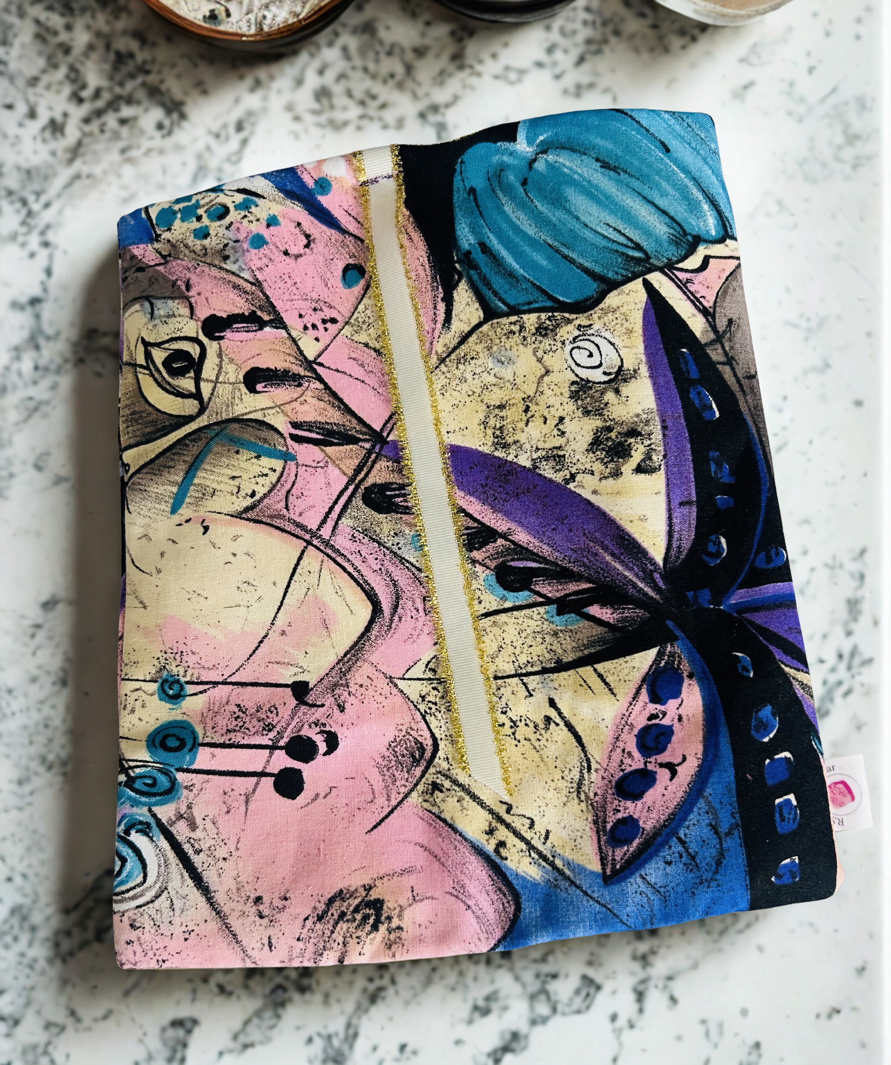Handmade Luxe Fabric Sleeve for Tablet, eReader, Bible & Journal | Padded Kindle & Notebook Cover | Ribbon Closure