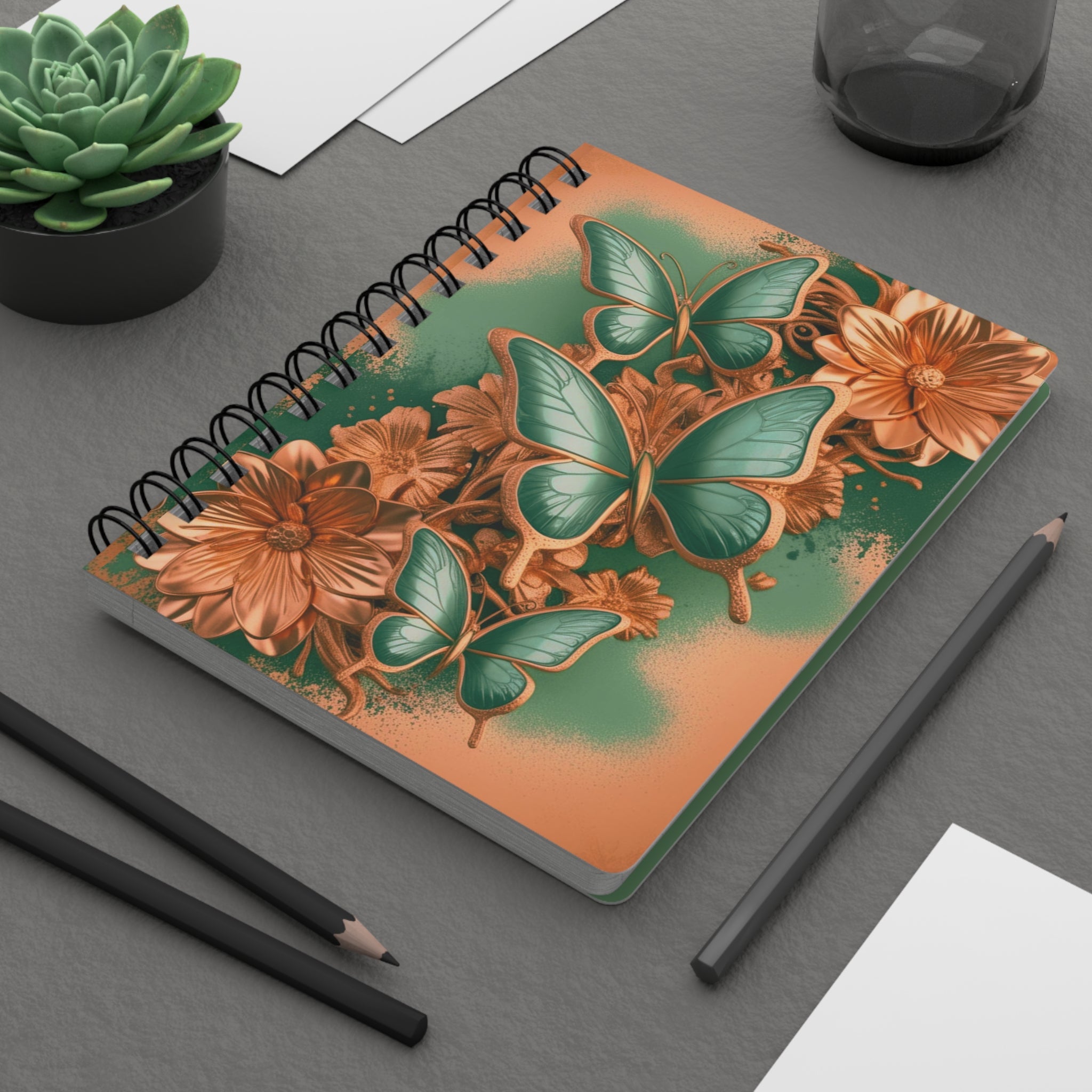 Green Butterfly Luxe Journal Floral Notebook | Elegant Nature-Inspired Writing Journal