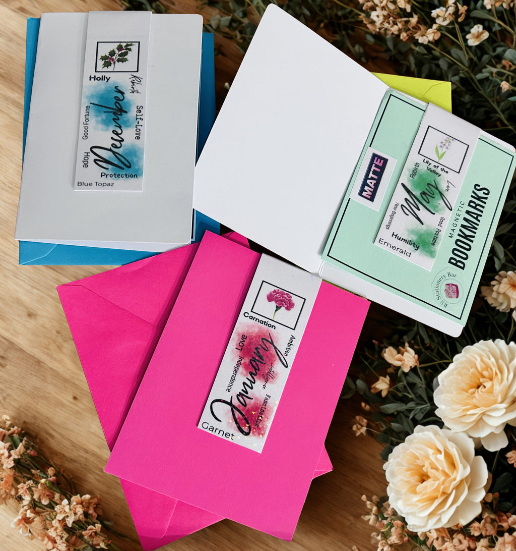 Birth Month Flower Magnetic Bookmark – Laminated Matte, Happy Birthday Bookmark