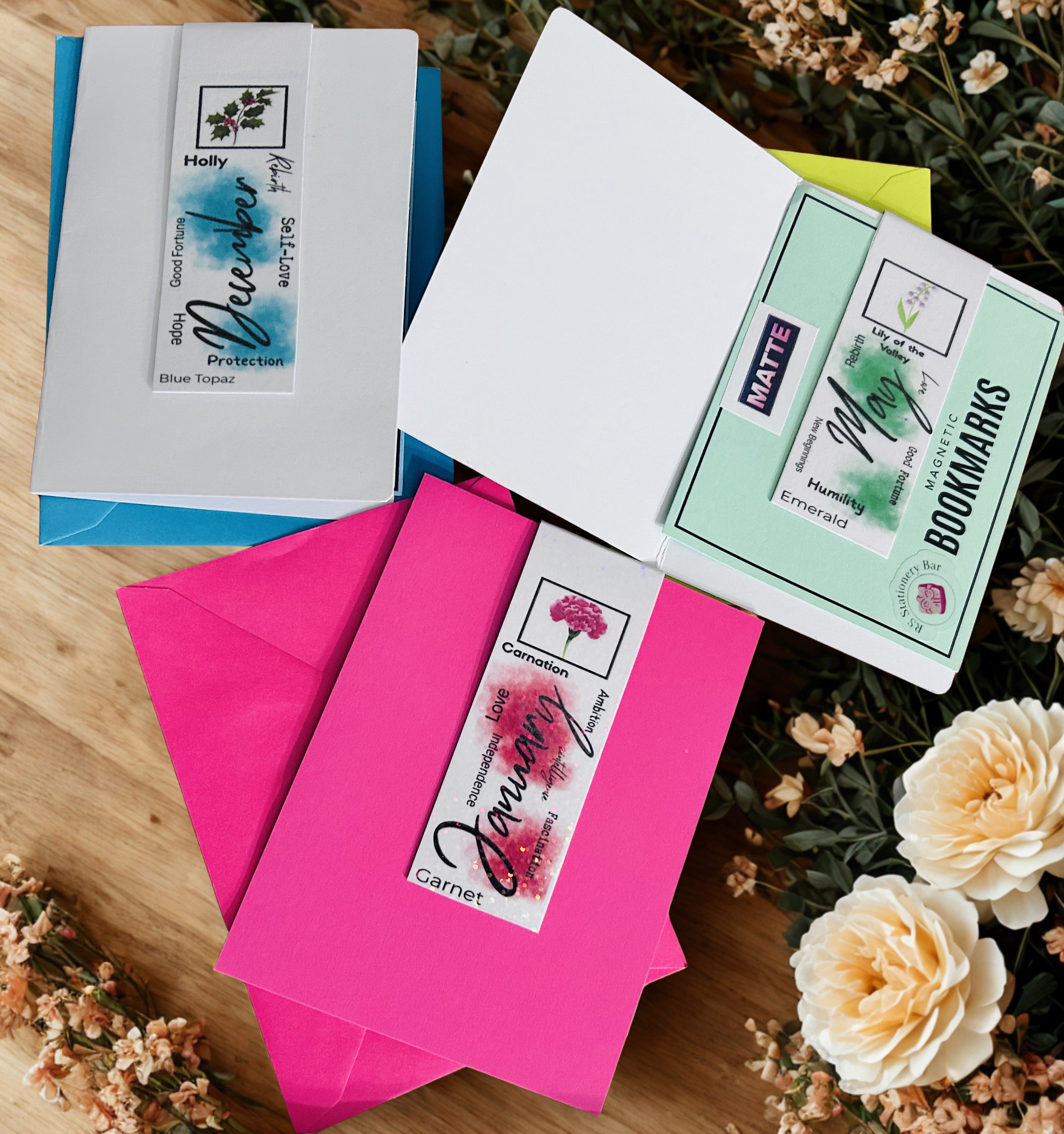 Birth Month Flower Magnetic Bookmark – Laminated Matte, Happy Birthday Bookmark