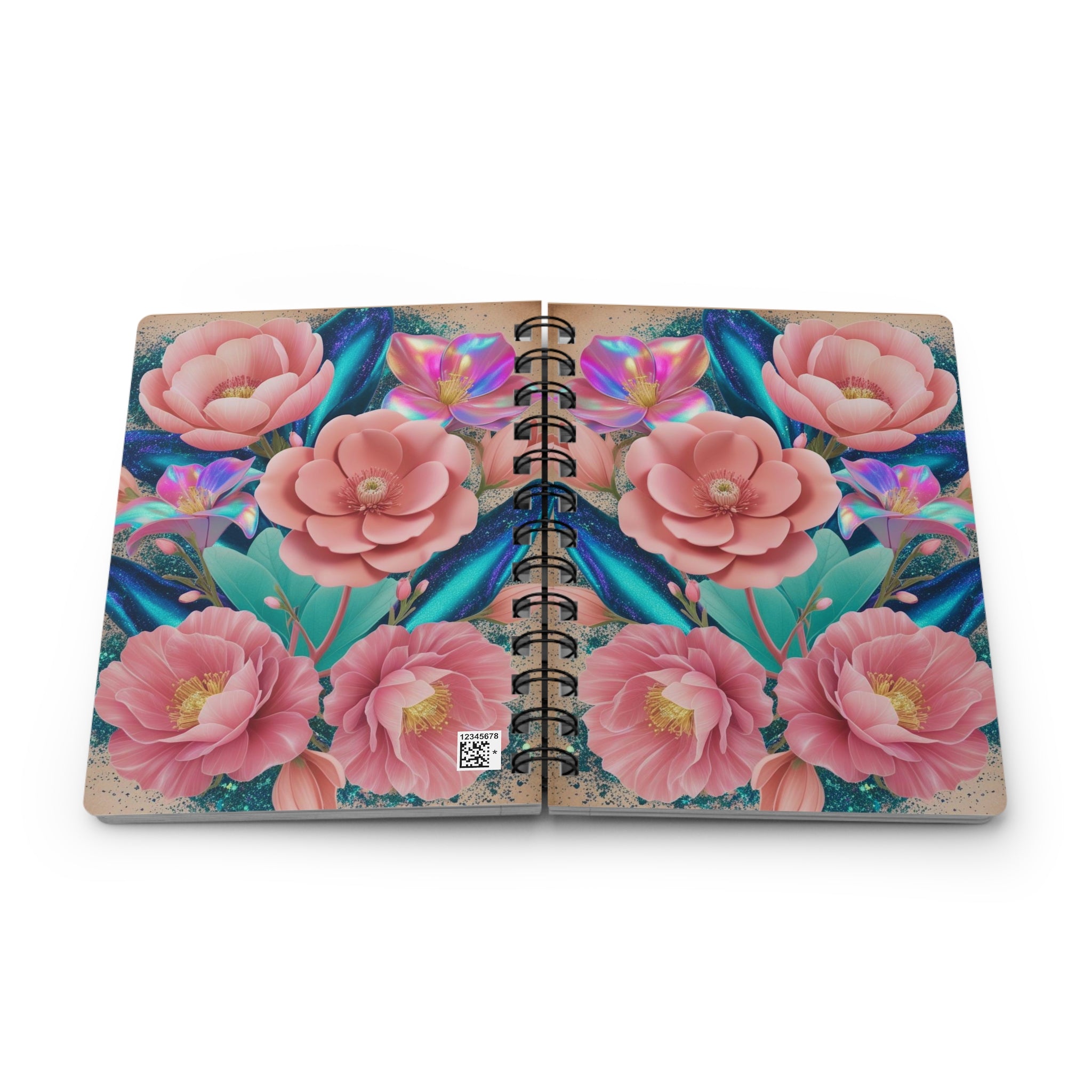 Cotton Candy Luxe Glitter Notebook – Abundant Floral Design
