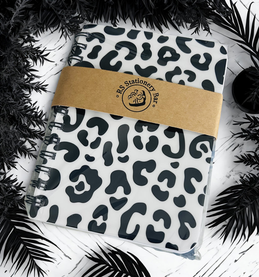 Black and White Leopard Print Spiral Notebook Set