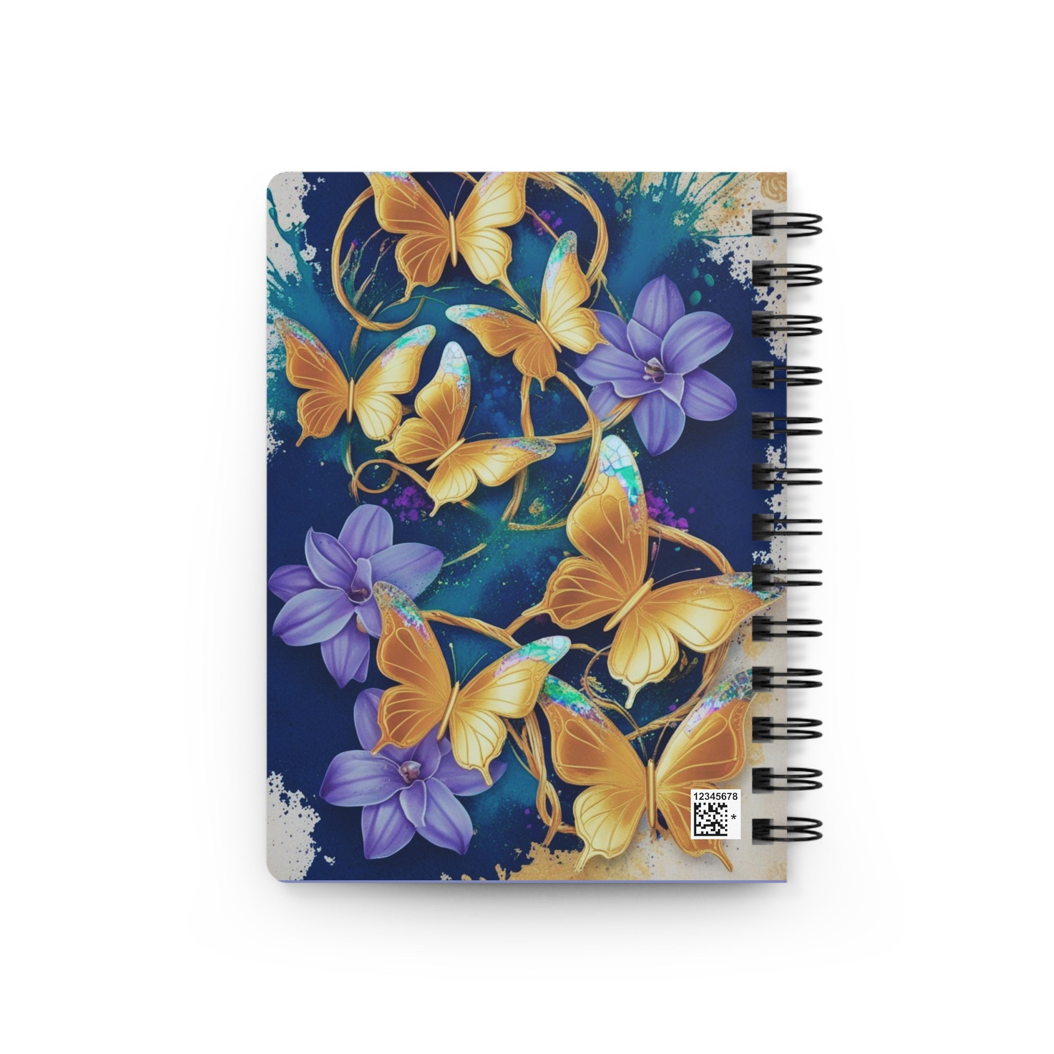 Purple Glitter Butterfly Spiral Bound Journal — Luxe Floral Notebook