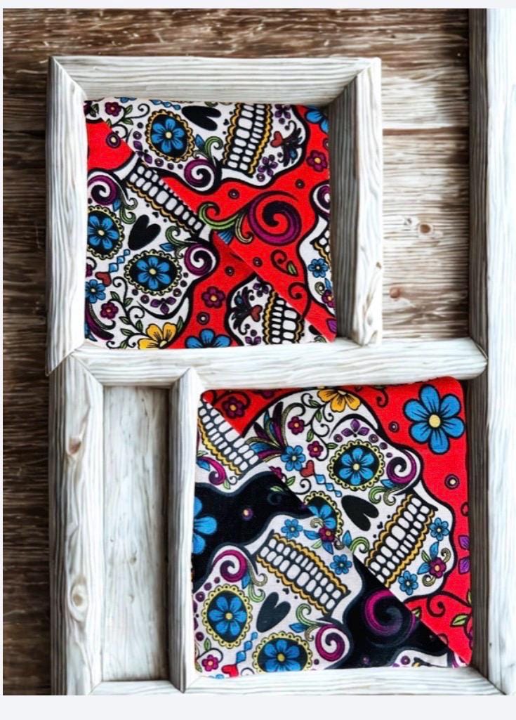 Sugar Skull Floral Corner Bookmarks, Set of 2