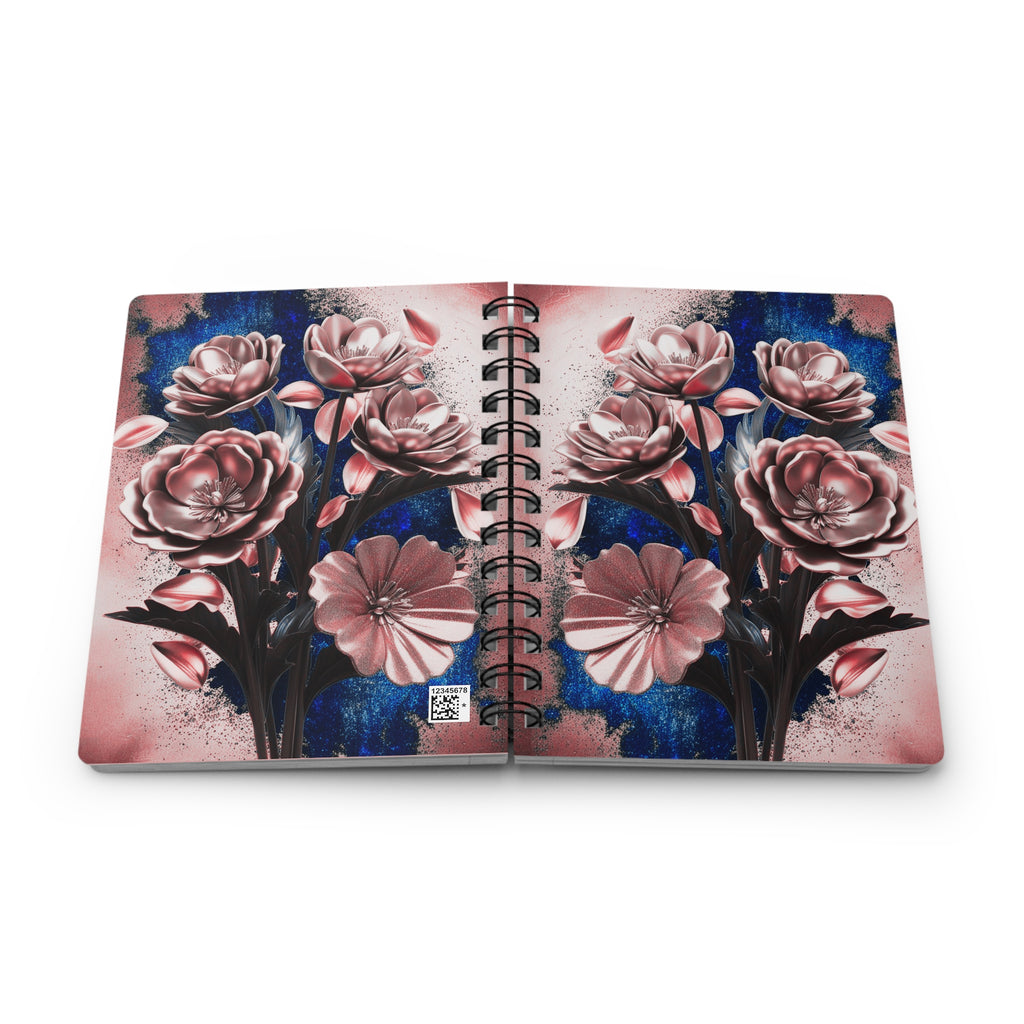 Pink Luxe Bloom Glitter Notebook – Sparkly Blue Design