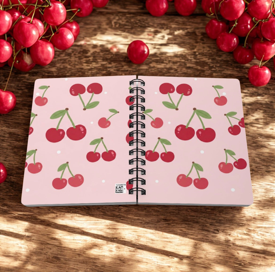 Cherry Pastel Fruit Spiral Bound Journal — Cute Fruit Notebook