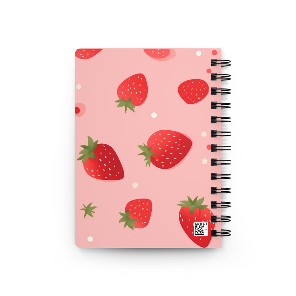 Strawberry Pastel Spiral Bound Journal — Strawberry Fruit Theme Notebook