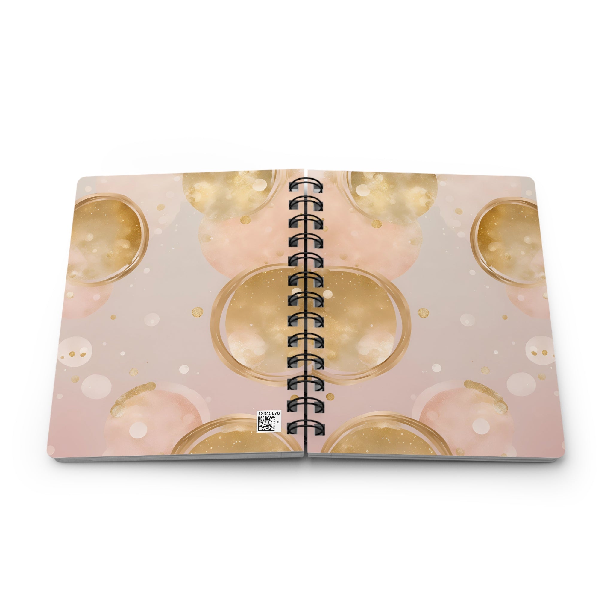 Pink Gold Abstract Watercolor Circles Spiral Bound Journal