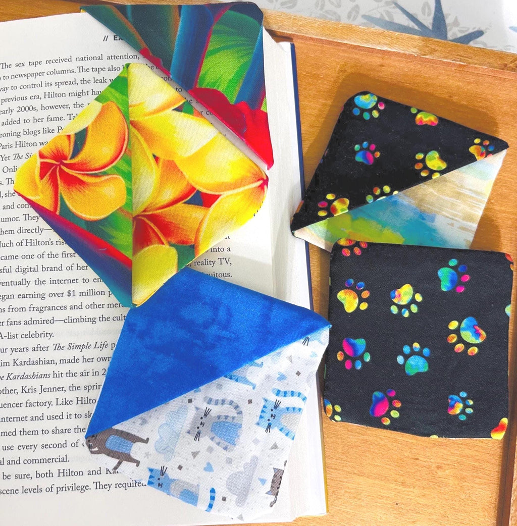 Butterfly Animal Print Fabric Corner Bookmarks | Nature Fabric Set of 2