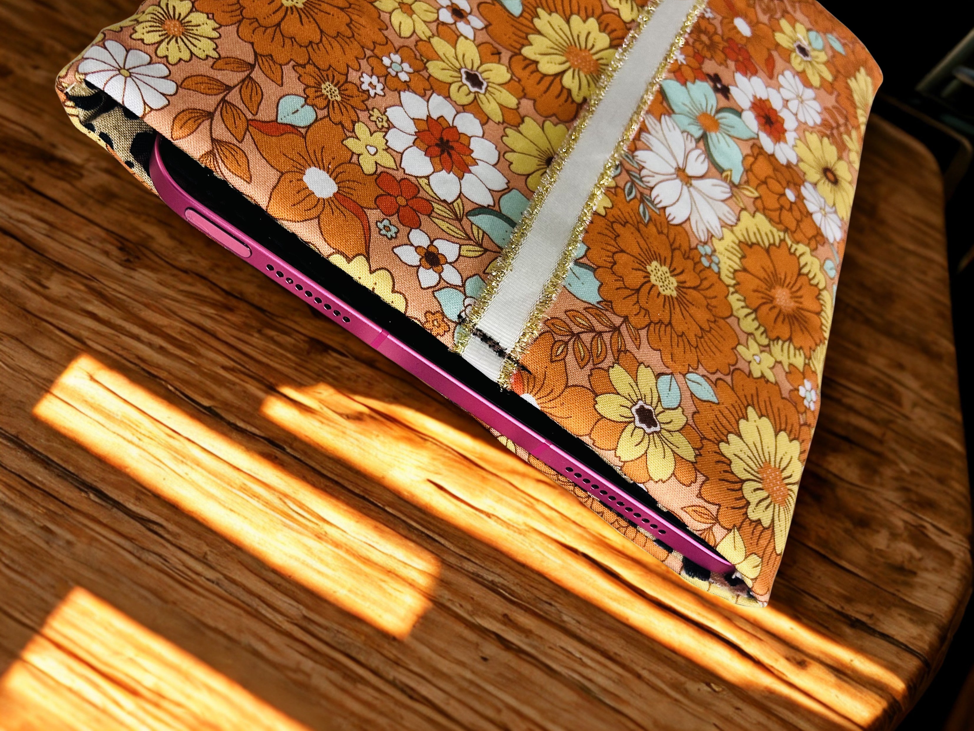 Handmade Luxe Fabric Sleeve for Tablet, eReader & Journal | Padded Kindle & Notebook Cover | Ribbon Closure