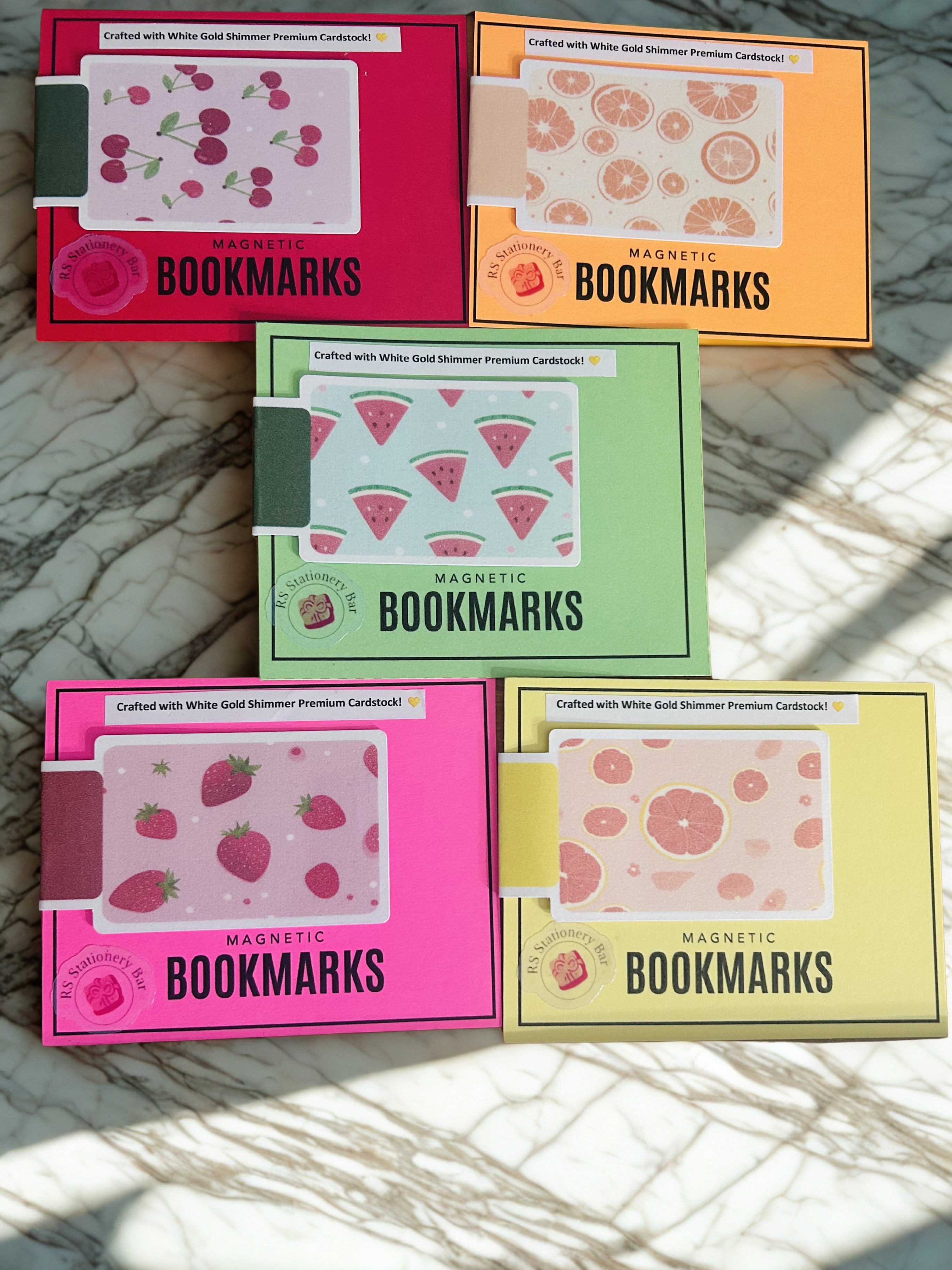 Luxe Pastel Fruit Theme Reversible Magnetic Bookmark | Double-Sided Planner & Book Marker