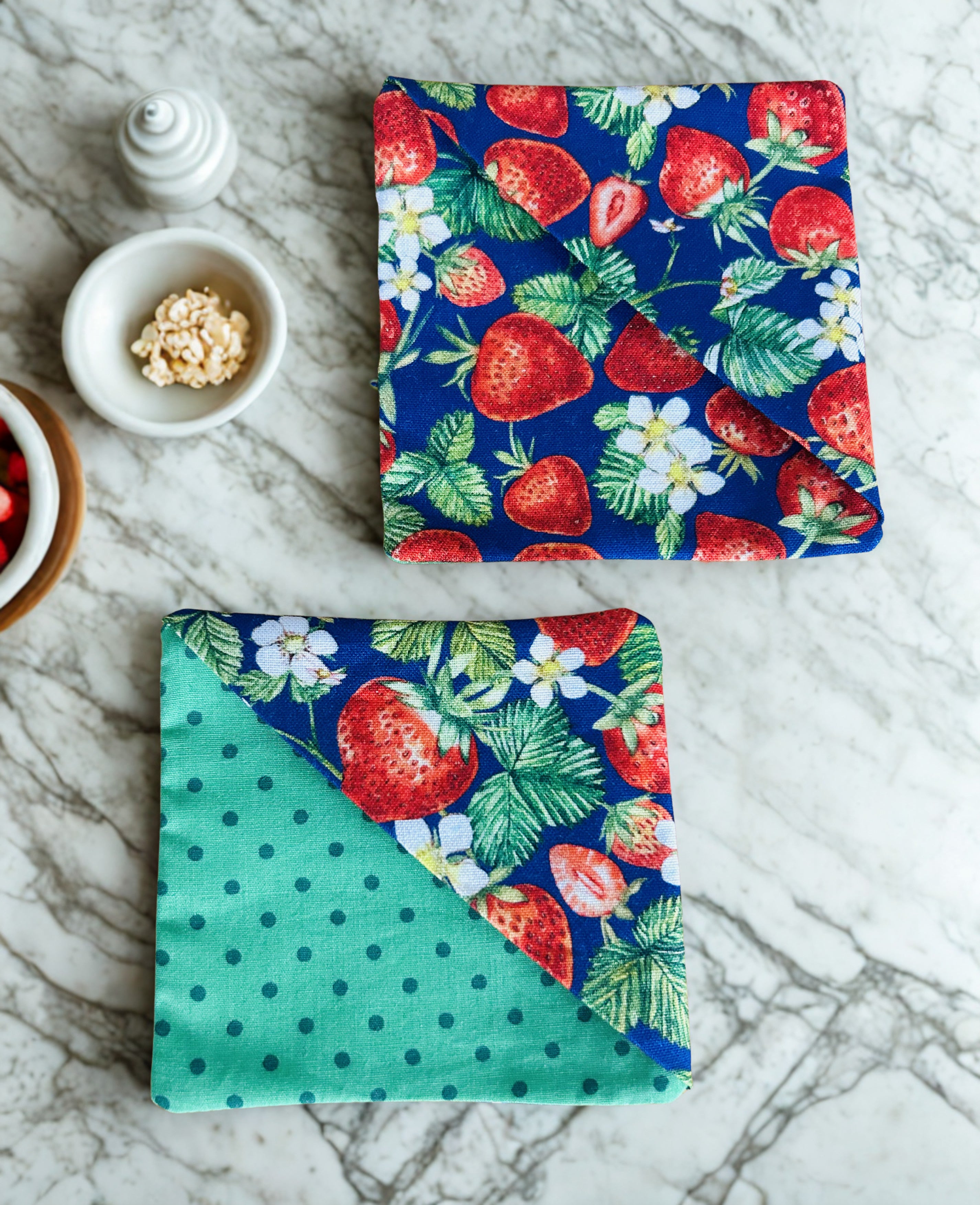 Fruit Floral Fabric Corner Bookmarks | Set of 2 — Handmade Bookish Gift