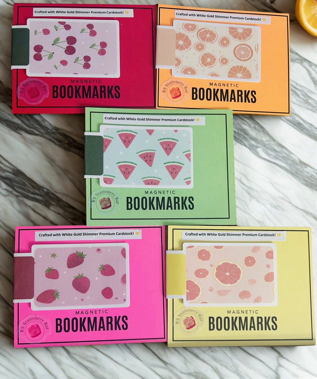 Luxe Pastel Fruit Theme Reversible Magnetic Bookmark | Double-Sided Planner & Book Marker