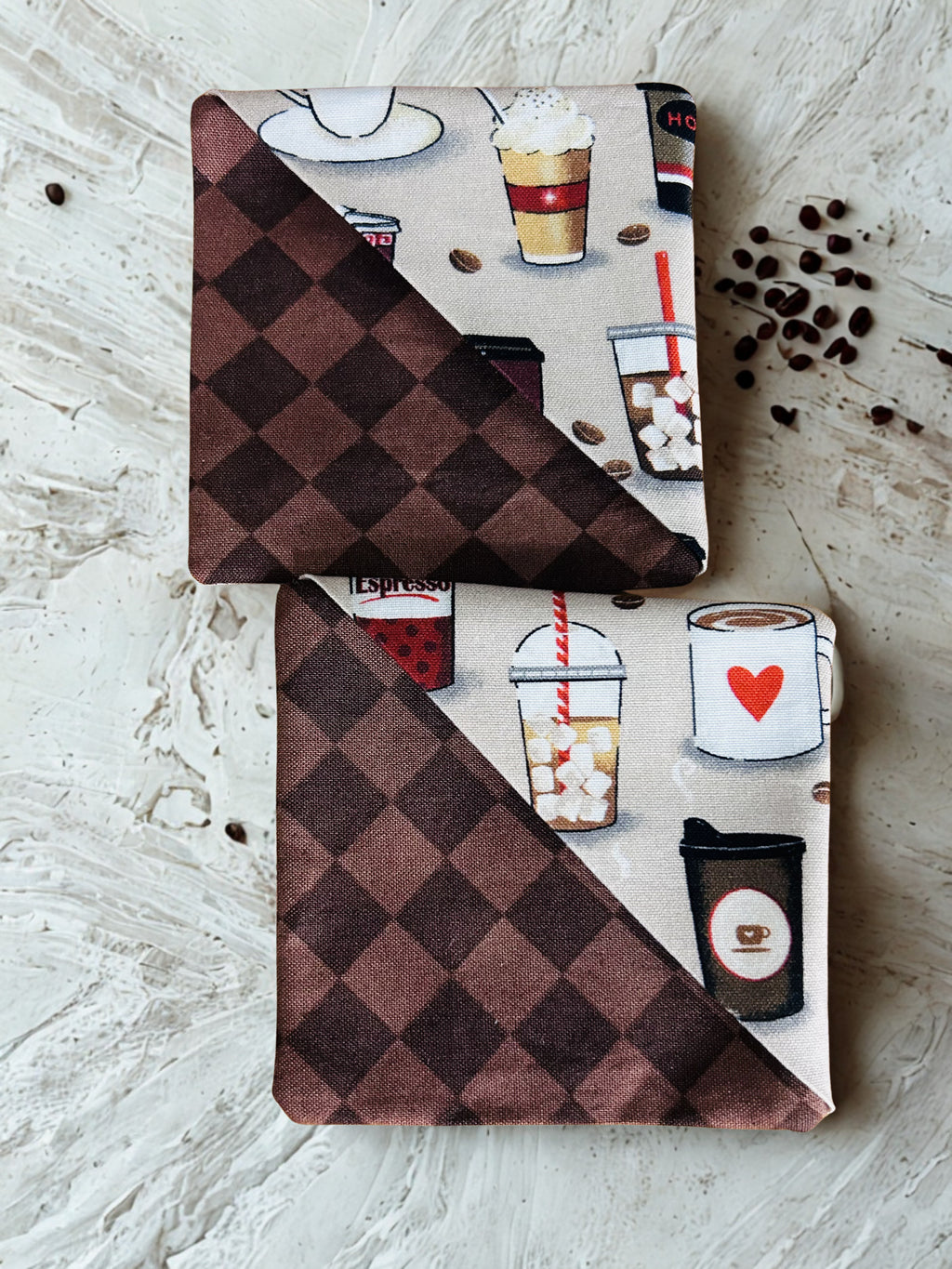 Set of Two - Spiritual Fabric Corner Bookmarks, Faith-Inspired Coffee Bookmarks