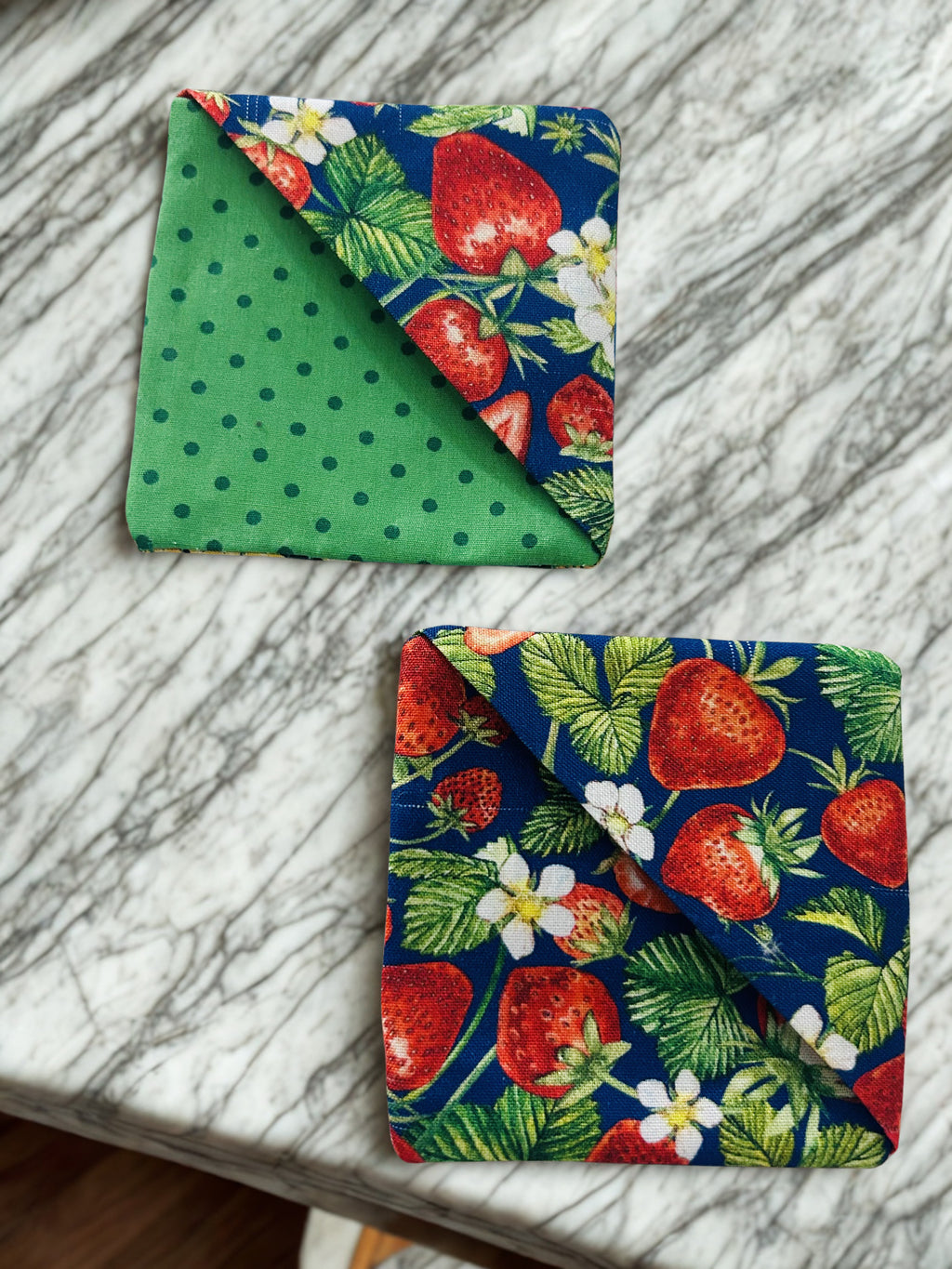 Fruit Floral Fabric Corner Bookmarks | Set of 2 — Handmade Bookish Gift