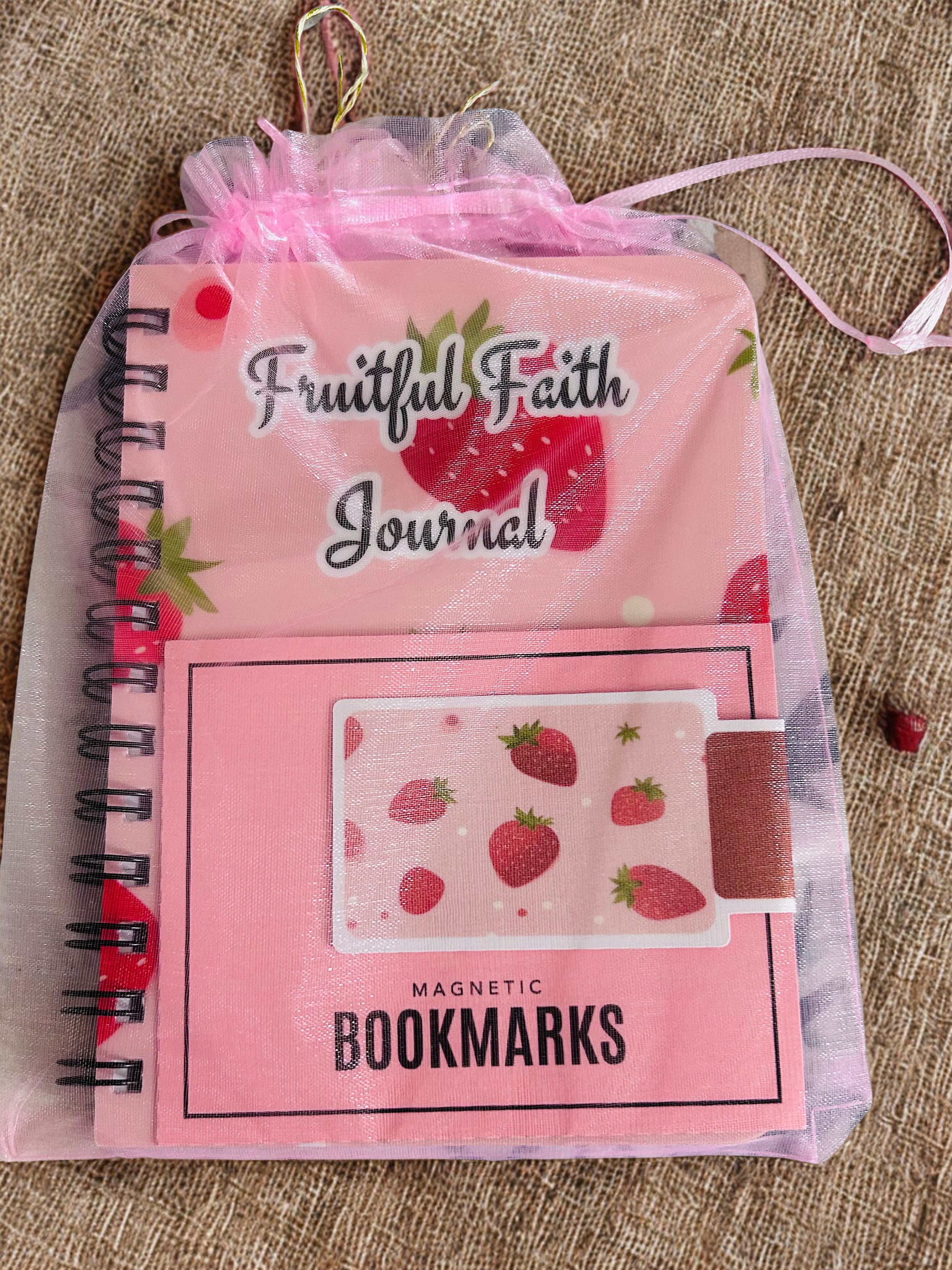 Strawberry Pastel Spiral Bound Journal — Strawberry Fruitful Faith Diary