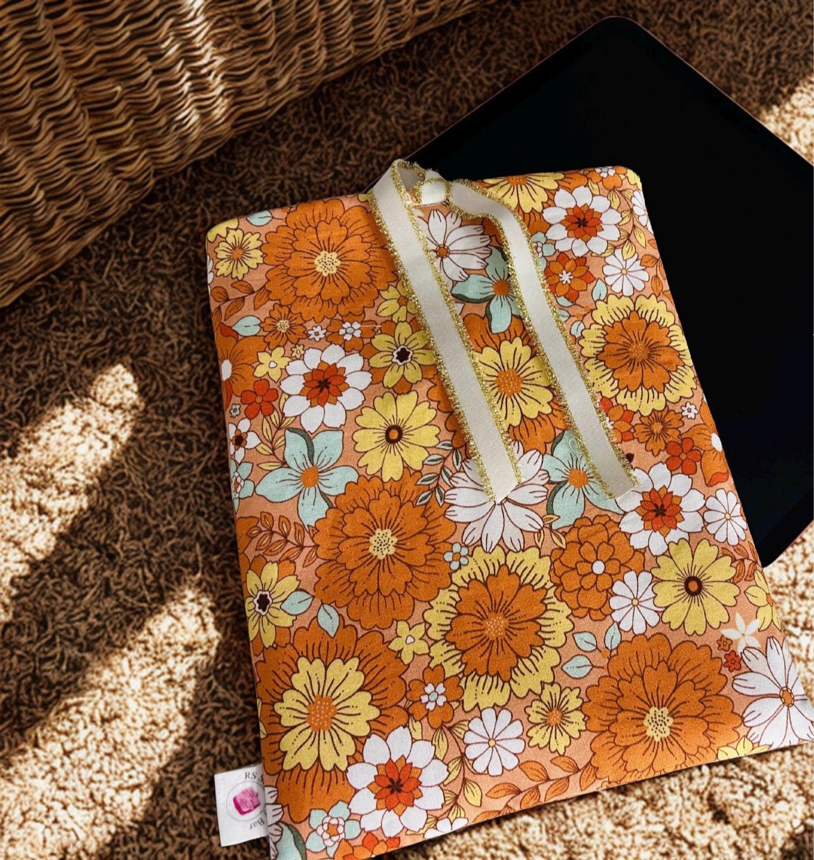 Handmade Luxe Fabric Sleeve for Tablet, eReader & Journal | Padded Kindle & Notebook Cover | Ribbon Closure