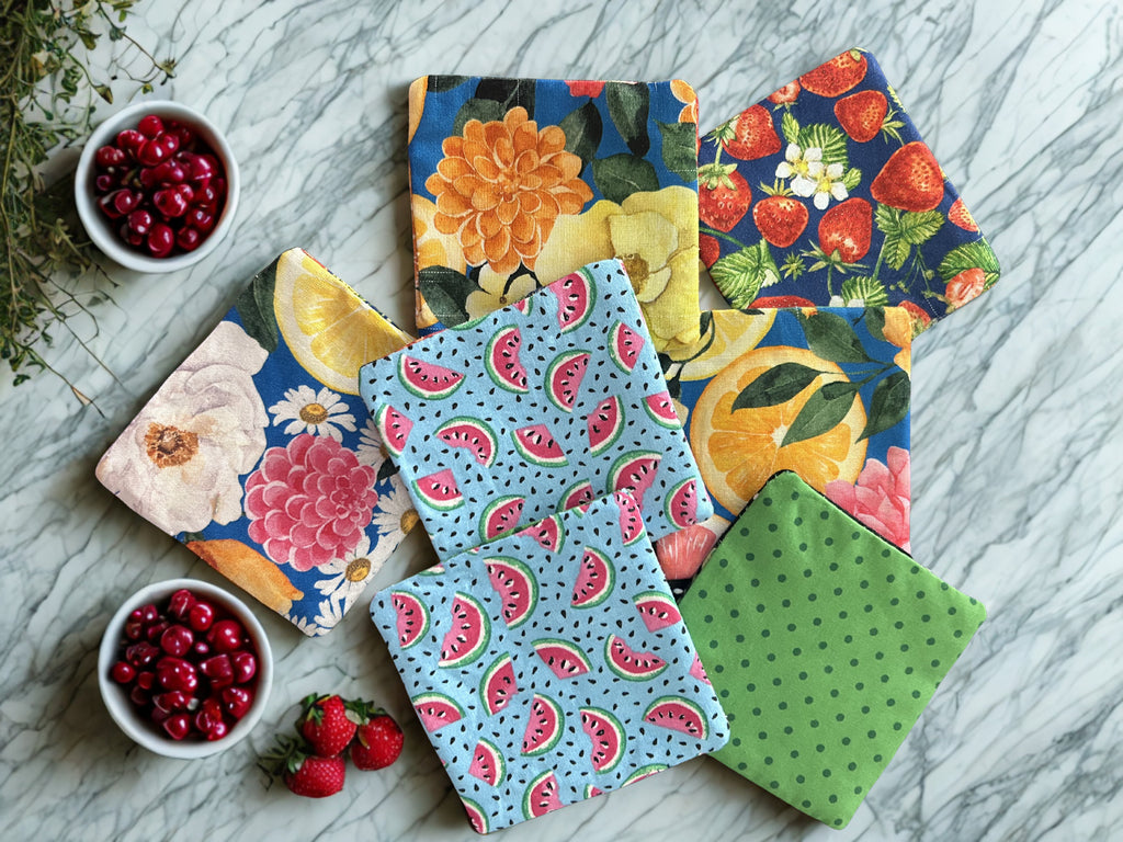 Fruit Floral Fabric Corner Bookmarks | Set of 2 — Handmade Bookish Gift