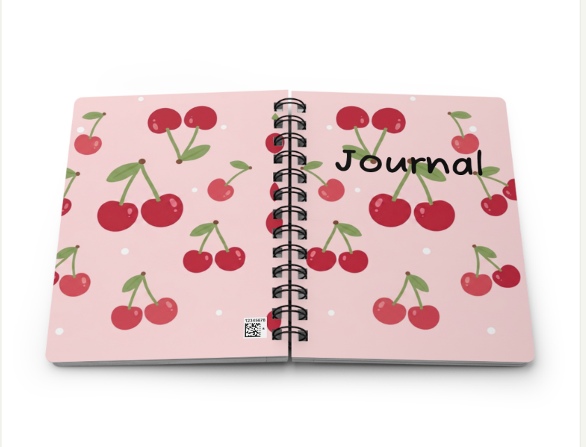 Cherry Pastel Fruit Spiral Bound Journal — Cute Fruit Notebook