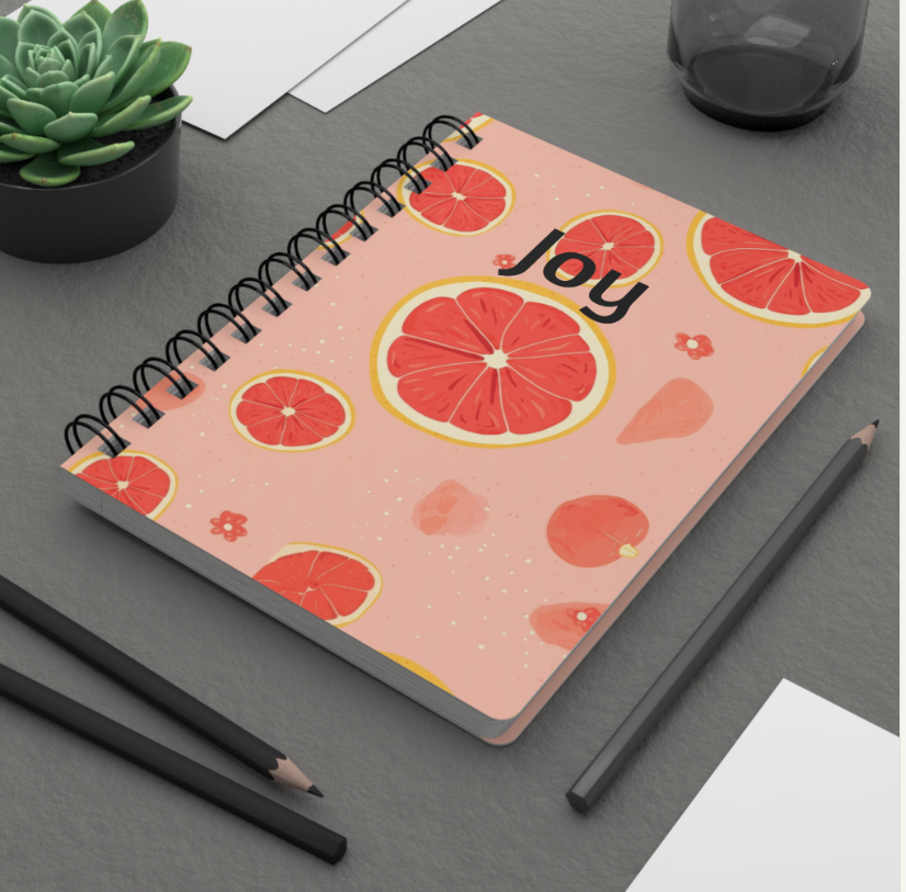Grapefruit Pastel Spiral Bound Journal — Fruit Theme Notebook