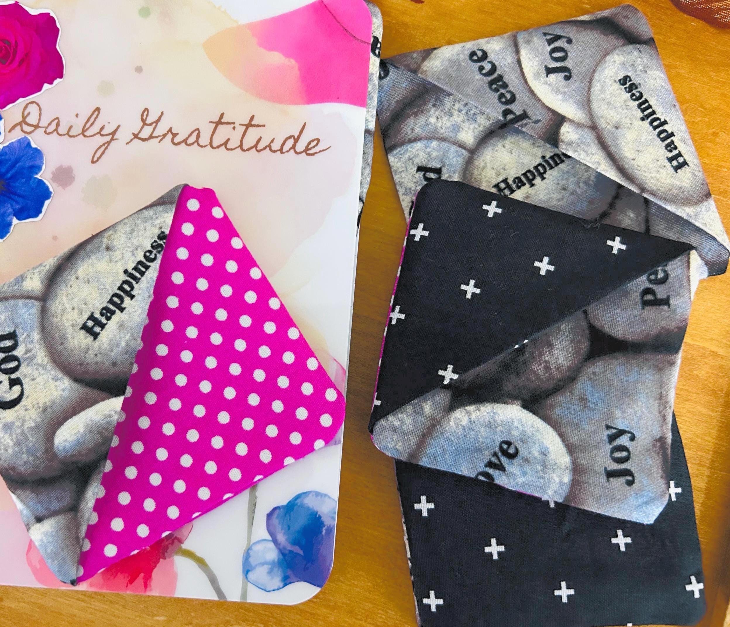 Set of Two - Spiritual Fabric Corner Bookmarks, Faith-Inspired Bookmarks