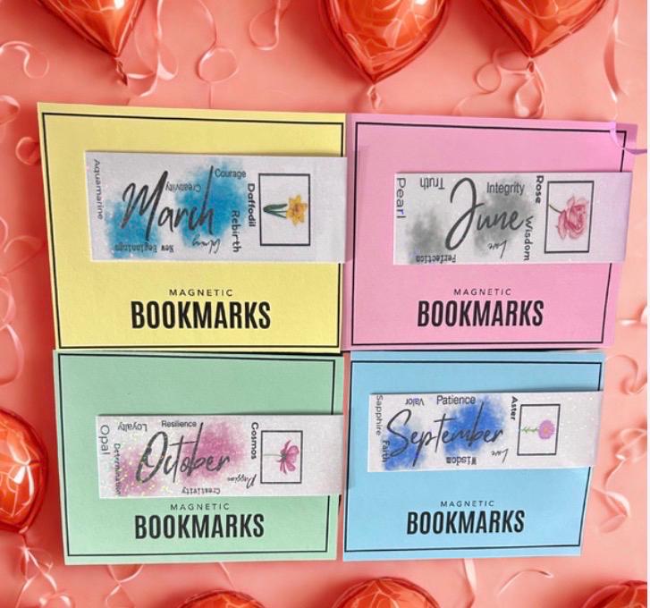 Holographic Birth Month Flower Magnetic Bookmark